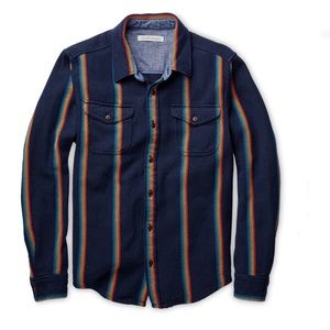 OuterKnown Marine Rainbow Stripe Button Down Blanket Shirt Men's Large